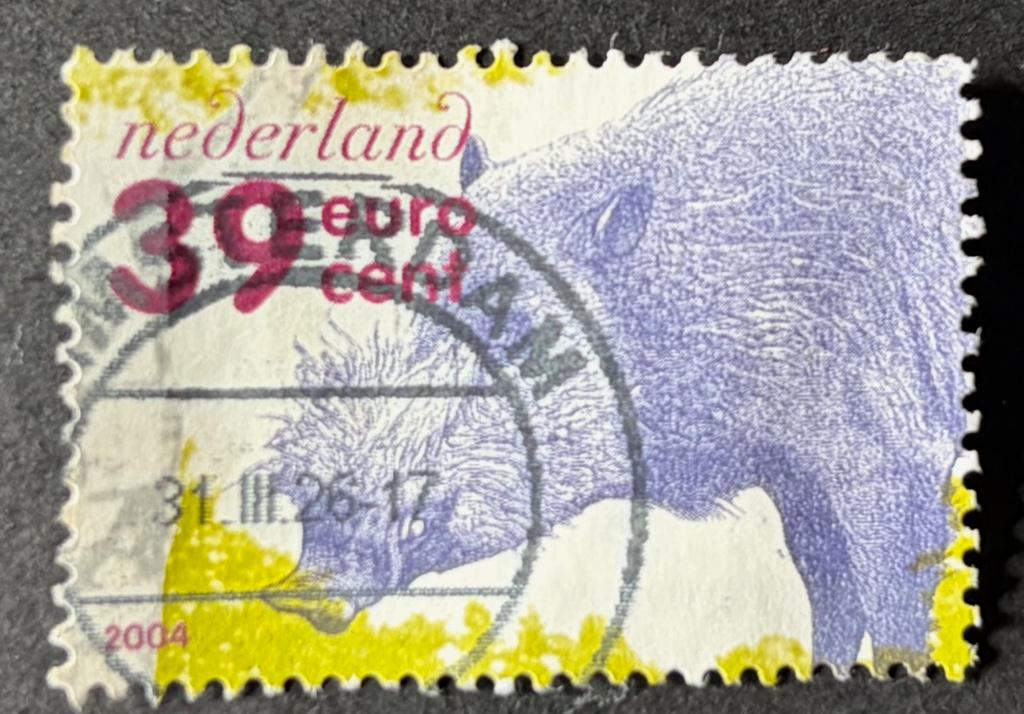 Postzegel Nederland De Veluwe everzwijn 2004, Postzegels en Munten, Ophalen of Verzenden, Na 1940, Gestempeld
