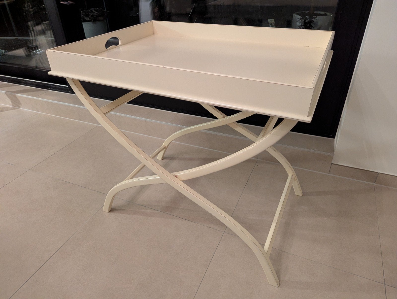 Rofra Home Bijzettafel Inklapbaar - Crème, Gebruikt, 55 tot 75 cm, Klassiek, Landelijk, Rechthoekig
