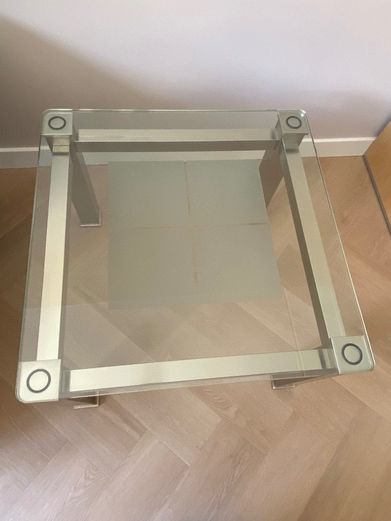 glazen bijzettafel Quatro, Gebruikt, Vierkant, 55 tot 75 cm, Glas