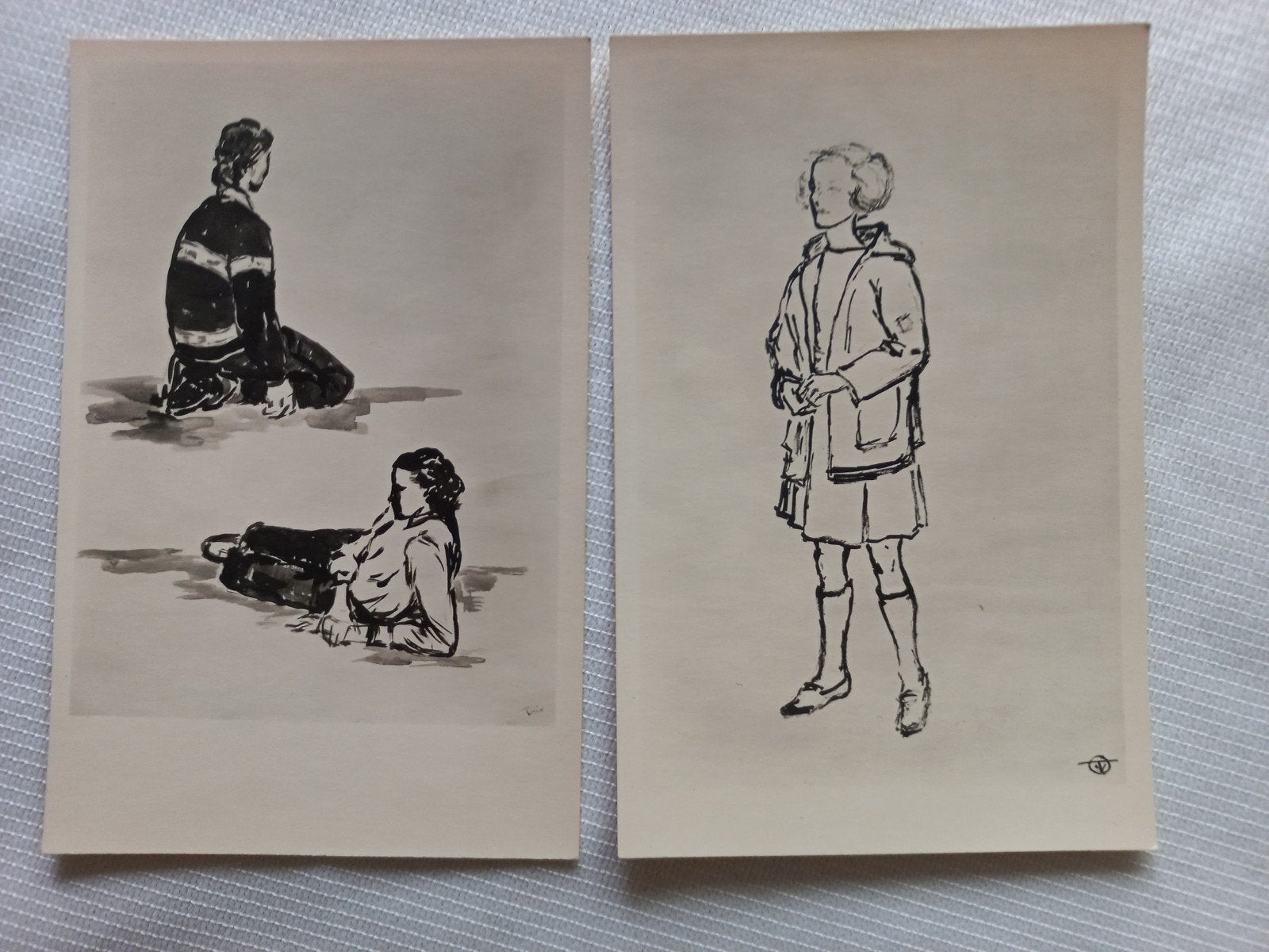 2 Ansichtkaarten met tekeningen door Prinses Beatrix, Ophalen of Verzenden, 1940 tot 1960, Ongelopen, Utrecht