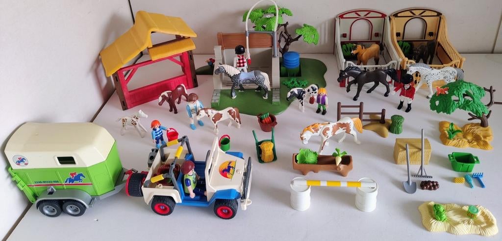 ☀️🌈✨ Playmobil paarden wasplaats, stallen, auto & trailer, Ophalen of Verzenden