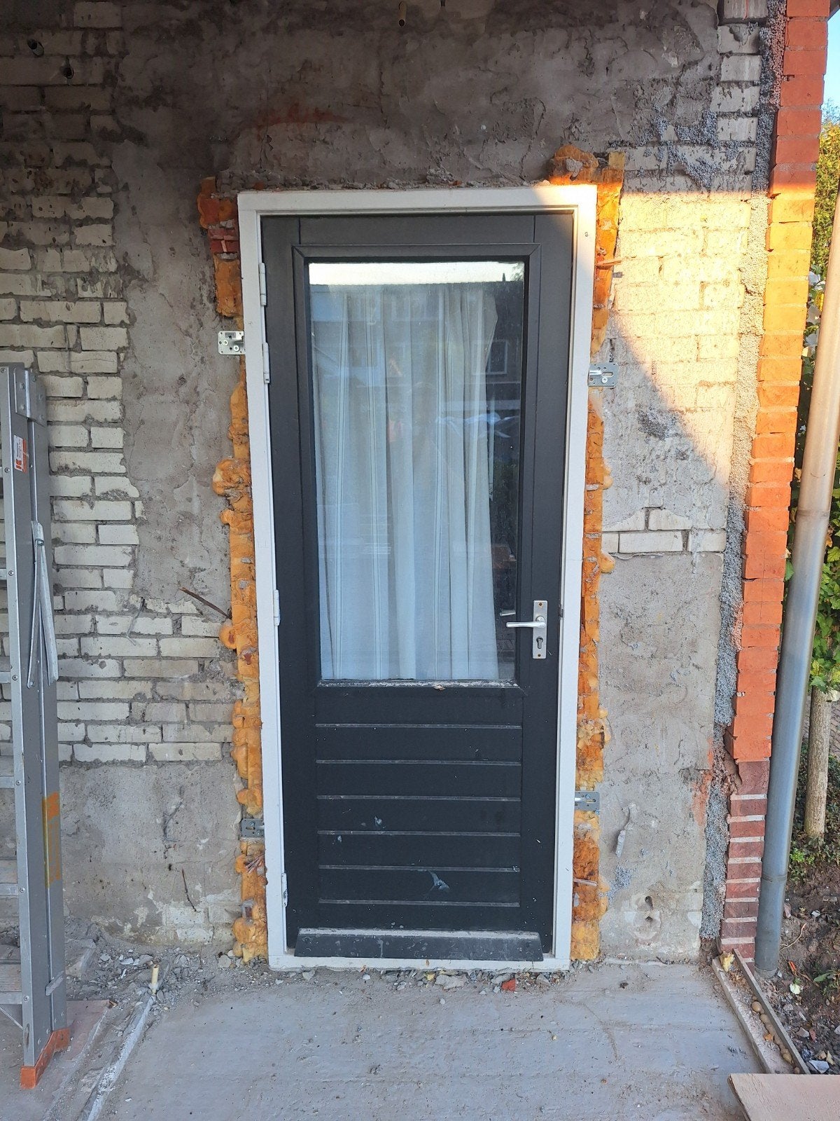 Harde houten deur met glas, Doe-het-zelf en Verbouw, Deuren en Horren, Ophalen, Gebruikt, 80 tot 100 cm, Buitendeur