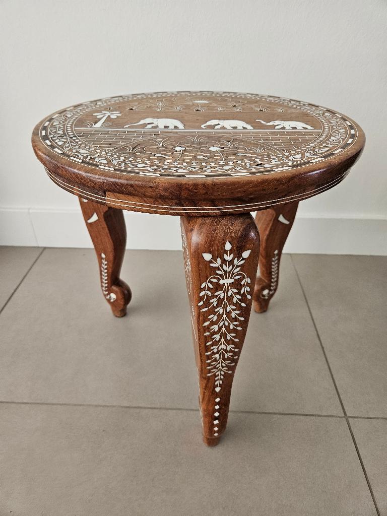 Unieke bijzettafel handgemaakt, Ophalen, Minder dan 45 cm, Minder dan 55 cm, Rond