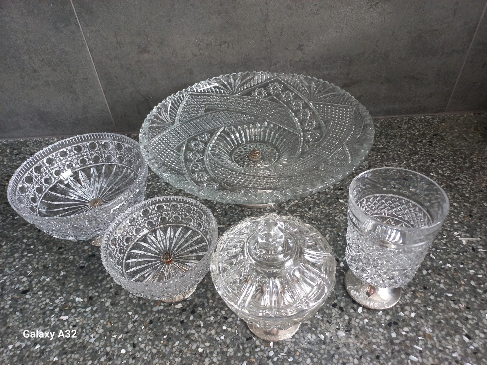 kristallen schalen, fruitschaal, lepelbeker, bonbonschaal, Antiek en Kunst, Ophalen of Verzenden