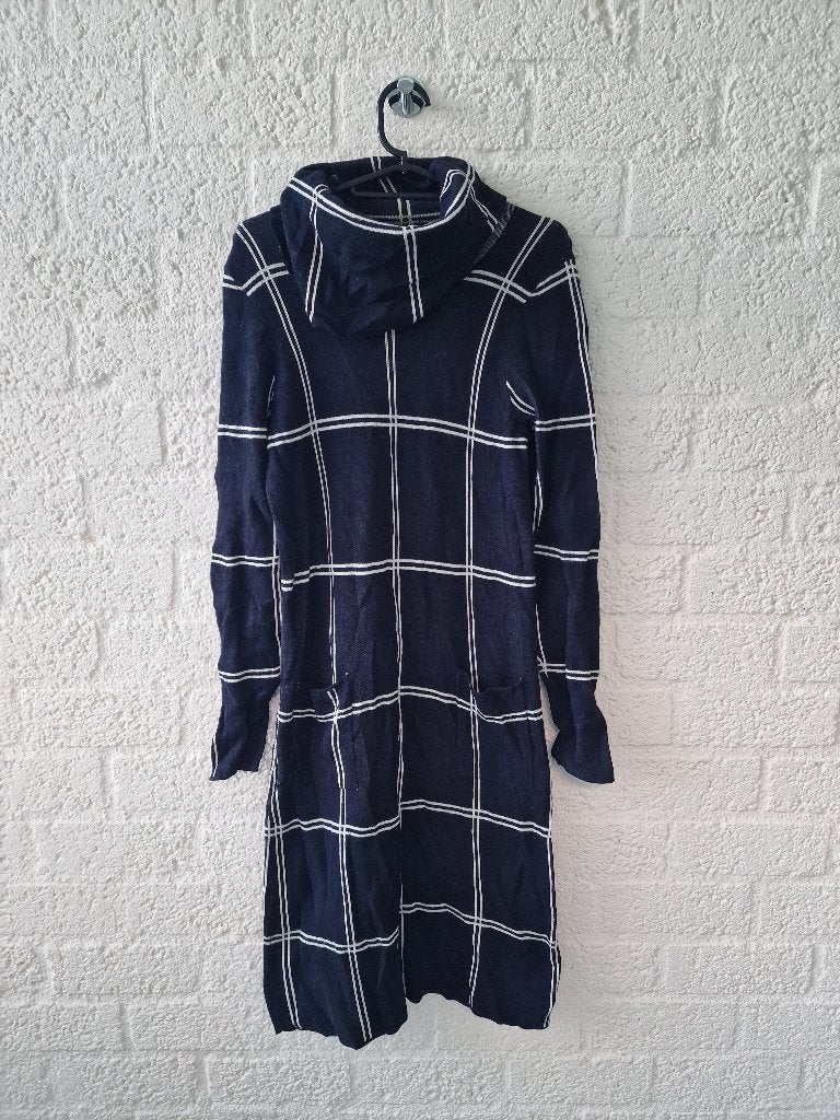 Bloomings jurk maat M navy ruit hoodie stijl, Ophalen of Verzenden, Zo goed als nieuw, Maat 38/40 (M), Blauw