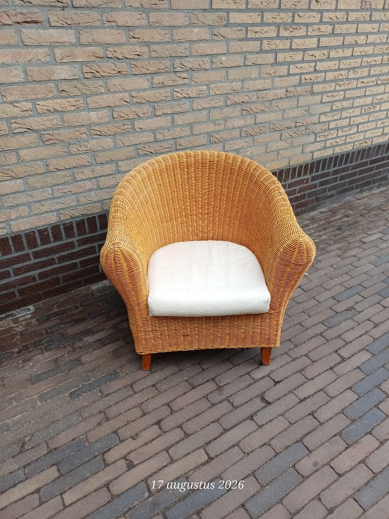 rieten stoel, Ophalen, Gebruikt, Bruin, Riet of Rotan