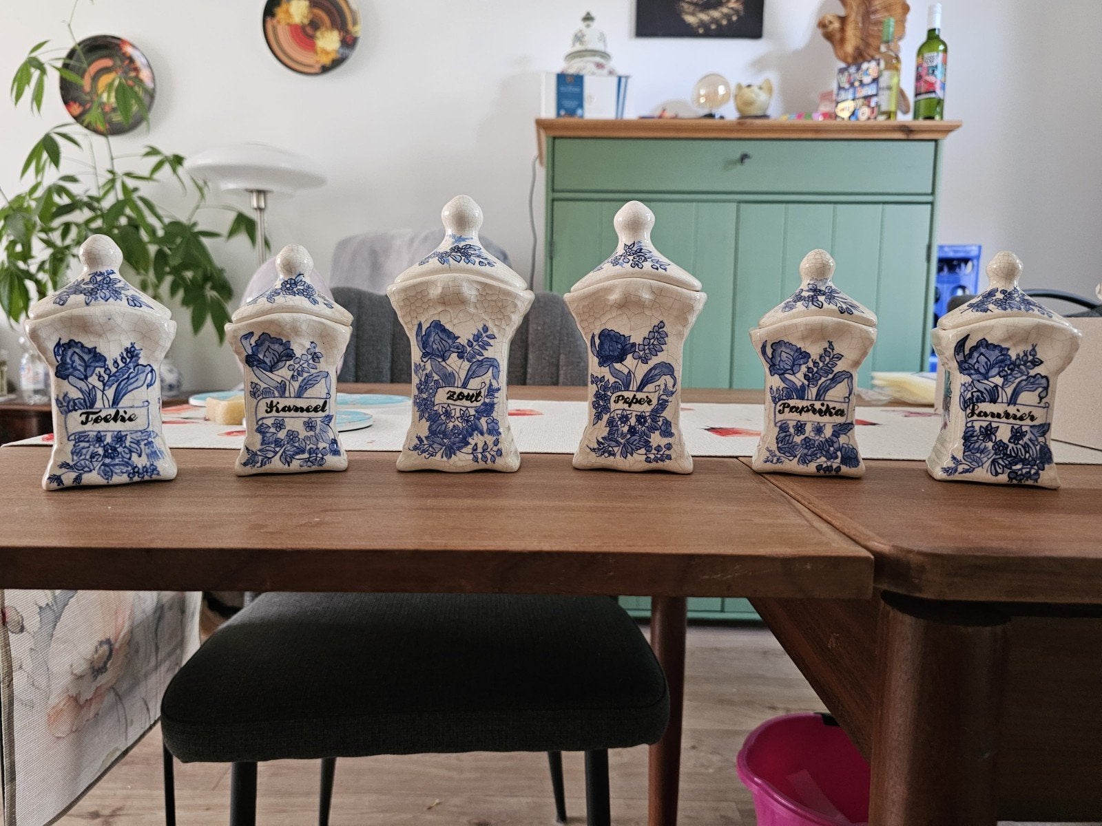 Delfts Blauwe Kruidenpotjes met Deksel, Ophalen of Verzenden