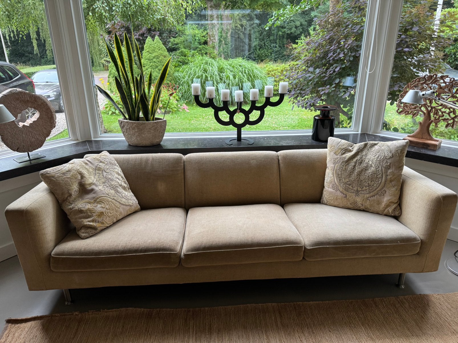 Minotti driezitsbank type Copenhagen, Huis en Inrichting, Banken | Bankstellen, Ophalen, 75 tot 100 cm, Zo goed als nieuw, Rechte bank