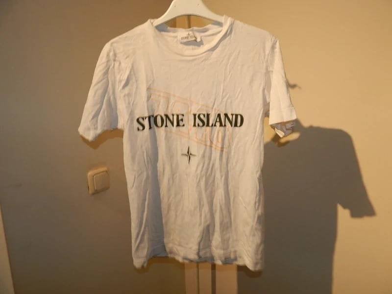 Stone Island wit shirt merk druk voorkant en rug 12Y, Gebruikt, Verzenden, Stone Island, Shirt of Longsleeve
