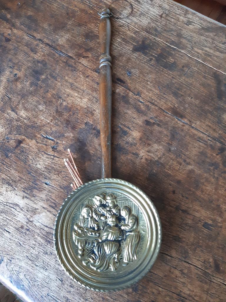 Beddepan van  Messing (met prachtig motief), Antiek en Kunst, Ophalen of Verzenden, Brons