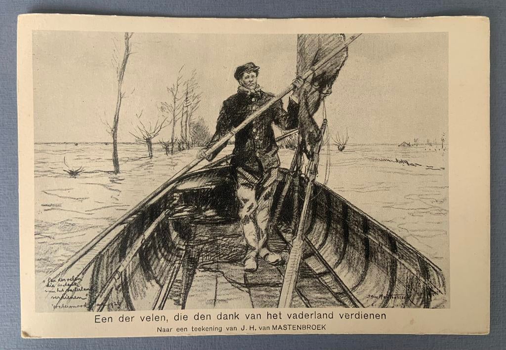 Tekening JH van Mastenbroek -Watersnoodramp 1926, Verzenden, 1920 tot 1940, Ongelopen, Gelderland