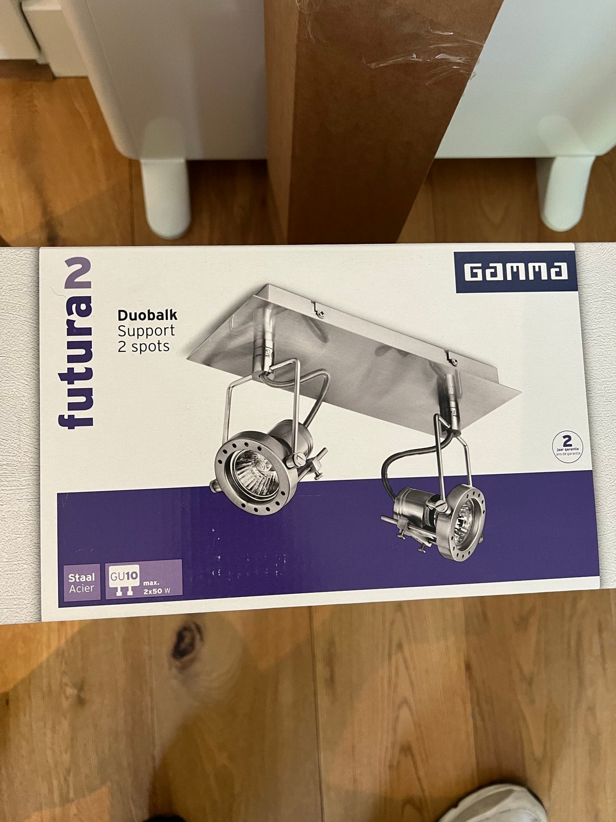 GAMMA Futura 2 Duobalk Plafondspot - 2 spots GU10, Ophalen, Halogeen, Metaal of Aluminium, Nieuw