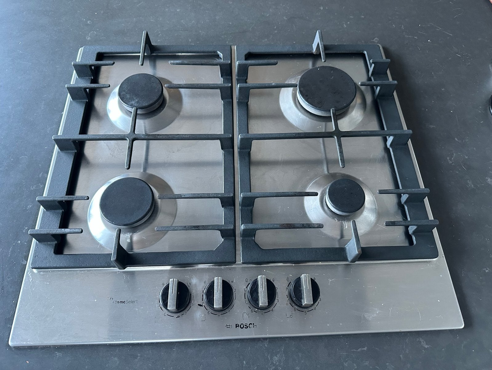 Bosch PCP6A5C90N/01 60cm Inox Gaskookplaat, Ophalen, Gebruikt, 4 kookzones, Inbouw