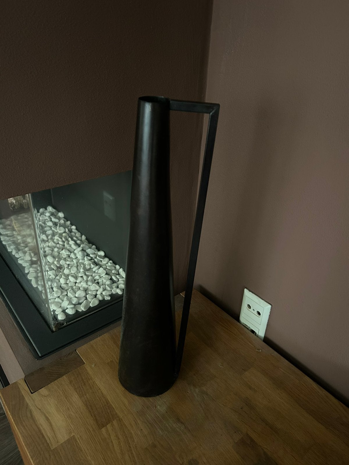 Strakke Zwarte Vaas met Handvat (58 cm)Droogbloemen & Takken, Ophalen, Zo goed als nieuw, Met handvat, Zwart