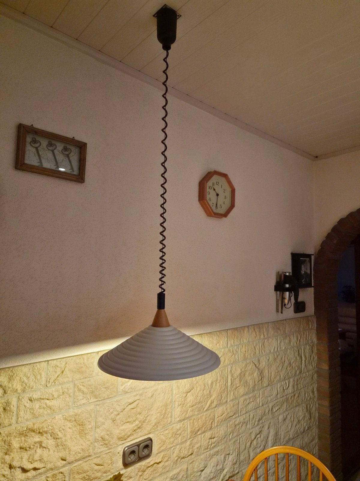 Hanglamp met spiraalkabel en witte kap, Ophalen, Gebruikt, Modern, Scandinavisch, E27 (groot)