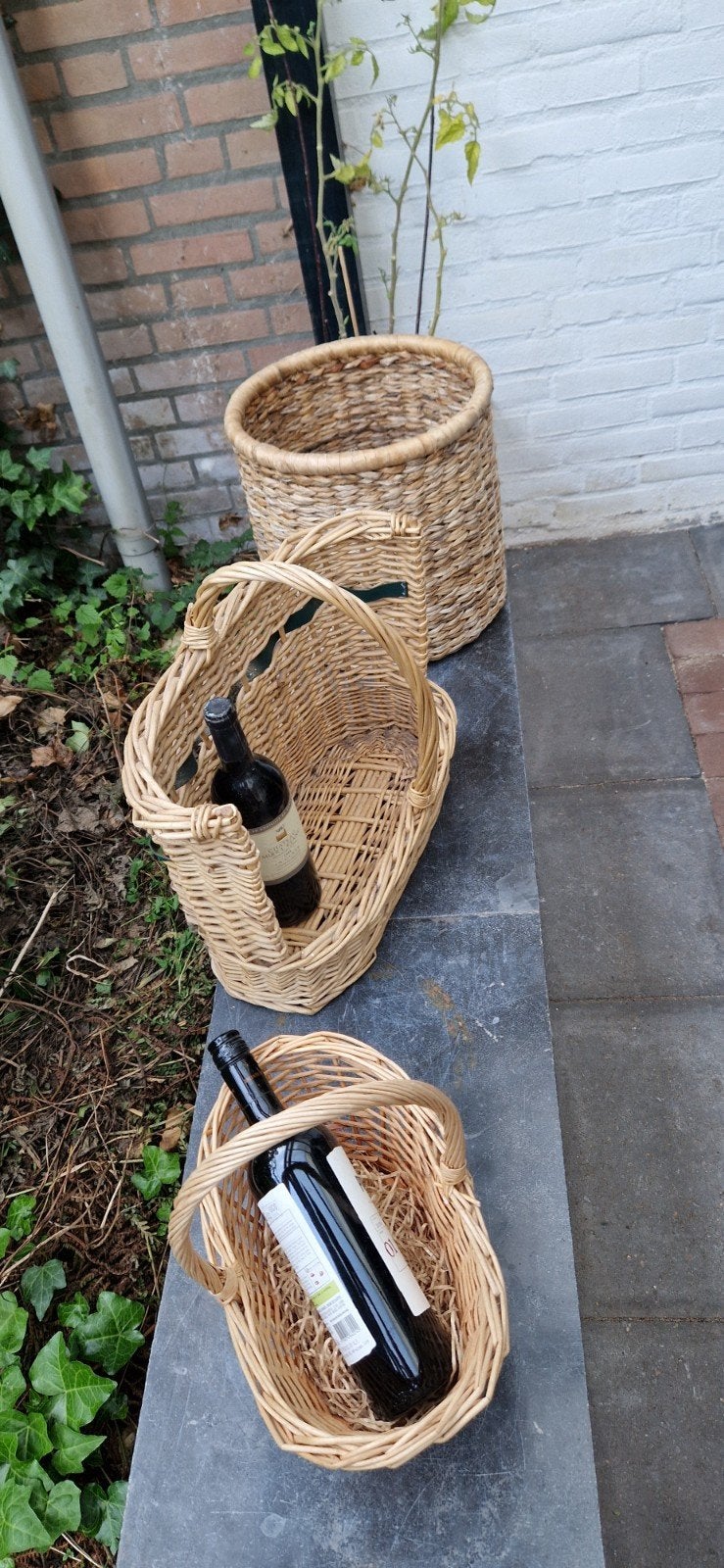 Set van 3 rieten manden - diverse vormen en maten, Gebruikt, Mand, Riet, Ovaal