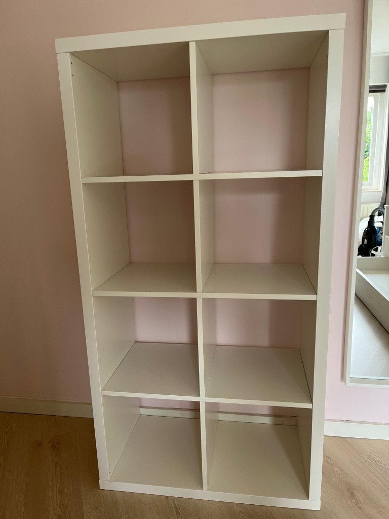 Witte Kallax kast met 8 vakken - IKEA, Ophalen, Modern, Scandinavisch, 100 tot 150 cm, 50 tot 100 cm