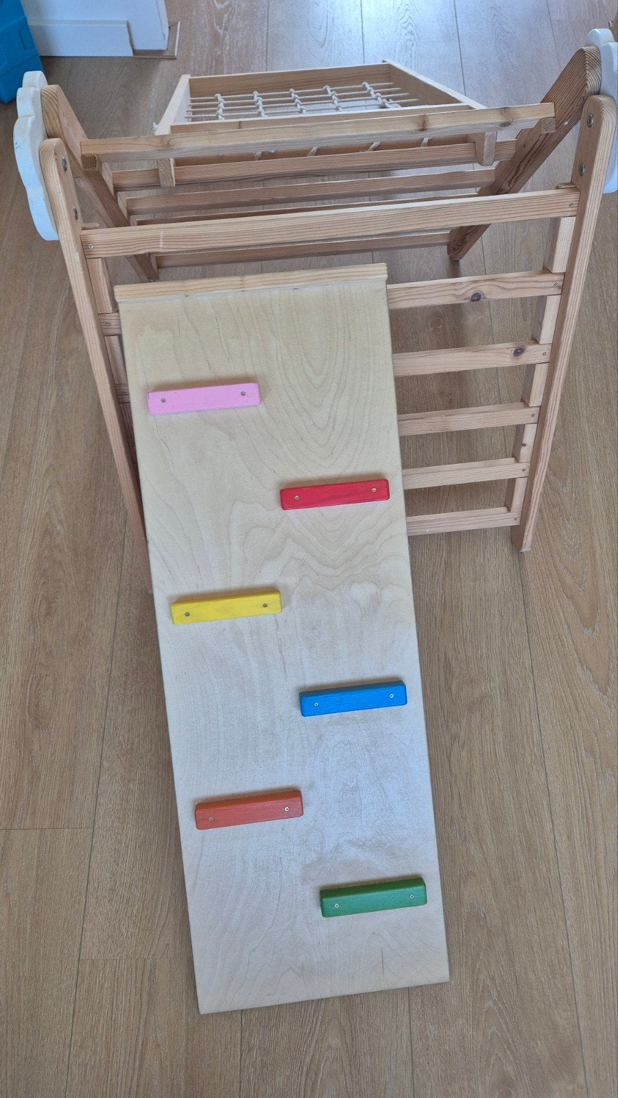 Houten klimrek met glijbaan en klimnet voor kinderen, Kinderen en Baby's, Speelgoed | Buiten | Speeltoestellen, Ophalen, Zo goed als nieuw