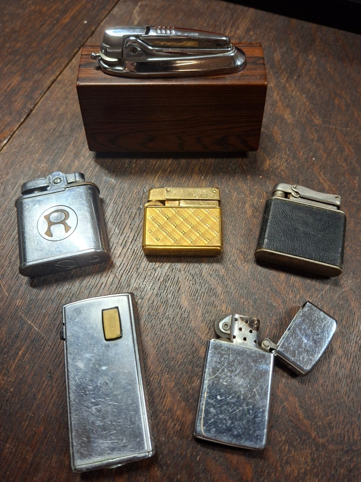 Lot 6 vintage aanstekers o.a. Zippo 1988, Ronson & RowentaBi, Ophalen of Verzenden, Gebruikt, Aansteker