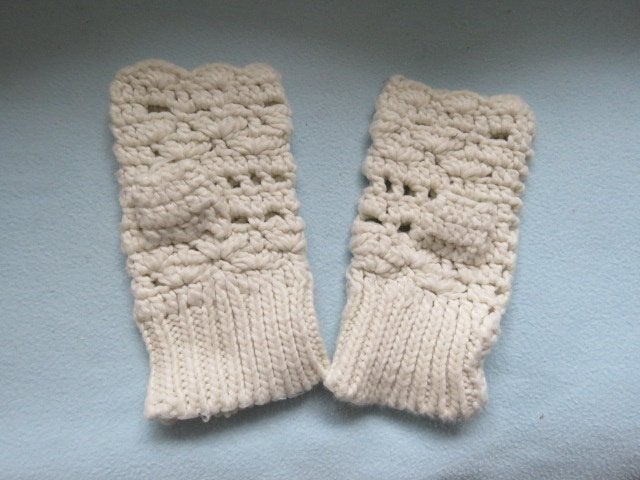 Crèmekleurige gehaakte handschoenen zonder vingers Cream, Maat 38/40 (M), Cream, Ophalen of Verzenden, Gedragen