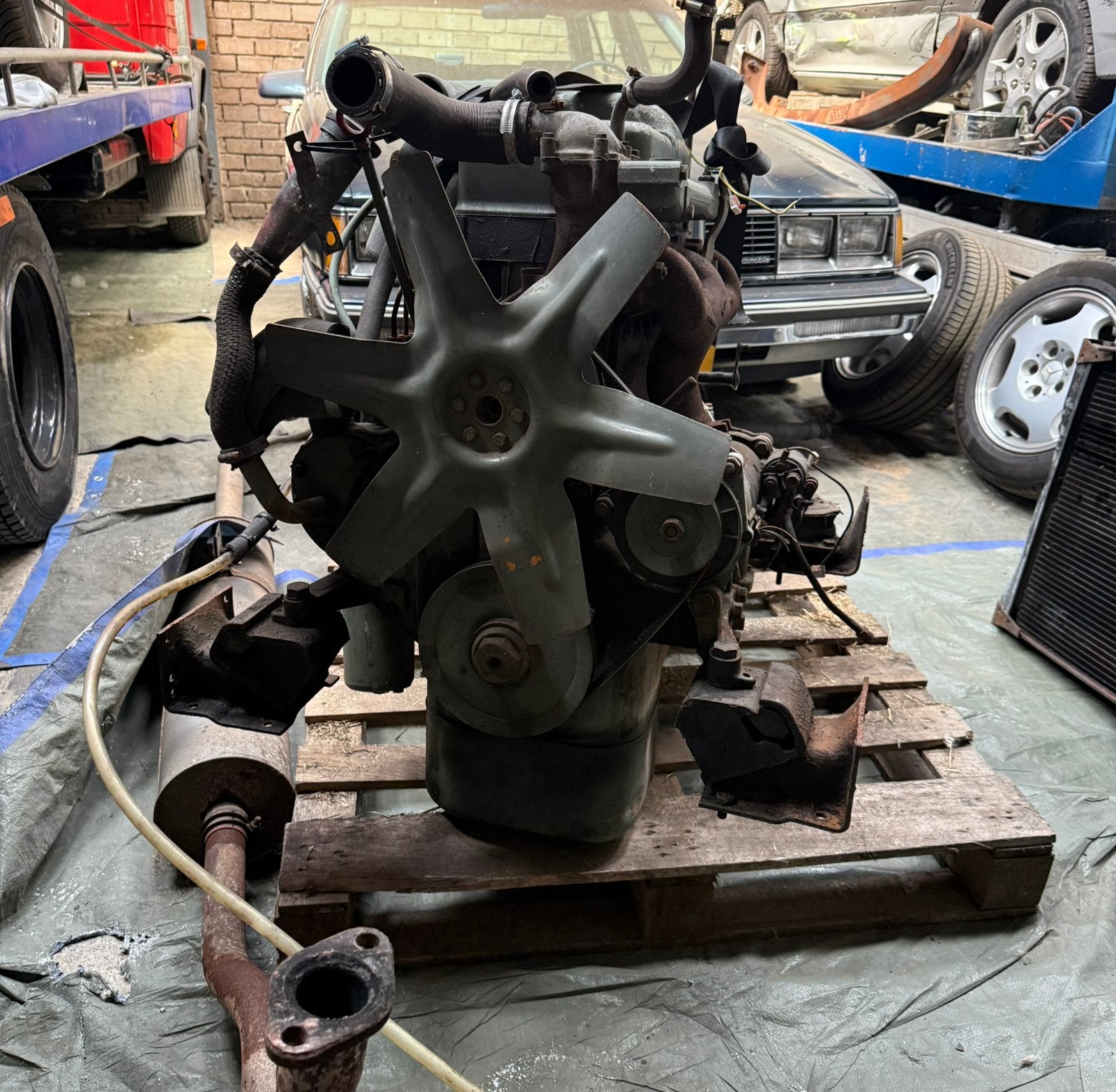 Mercedes Düdo 508 608 OM314 Motor met Versnellingsbak, Ophalen, Mercedes-Benz, Motor en Toebehoren