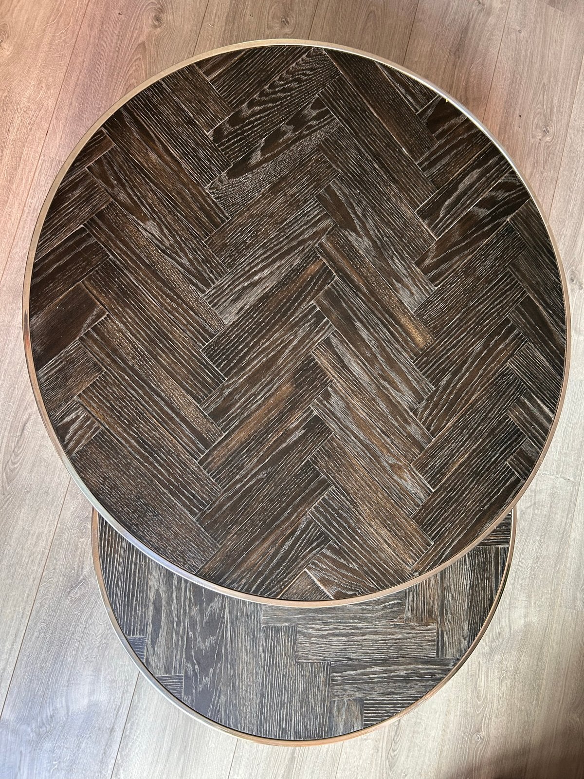 Richmond Blackbone Salontafel Silver set van 2, Ophalen, Rond, Zo goed als nieuw, Metaal