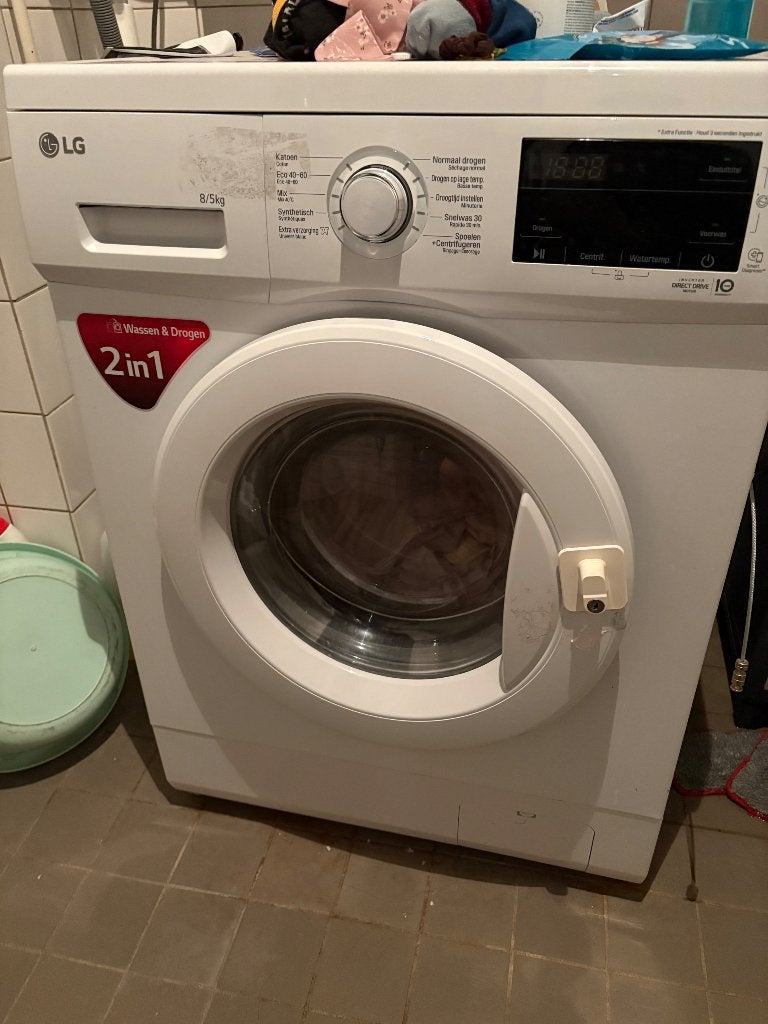 LG 2-in-1 was-droogcombinatie 8/5 kg, 6 tot 8 kg, Ophalen, Zo goed als nieuw, 85 tot 90 cm