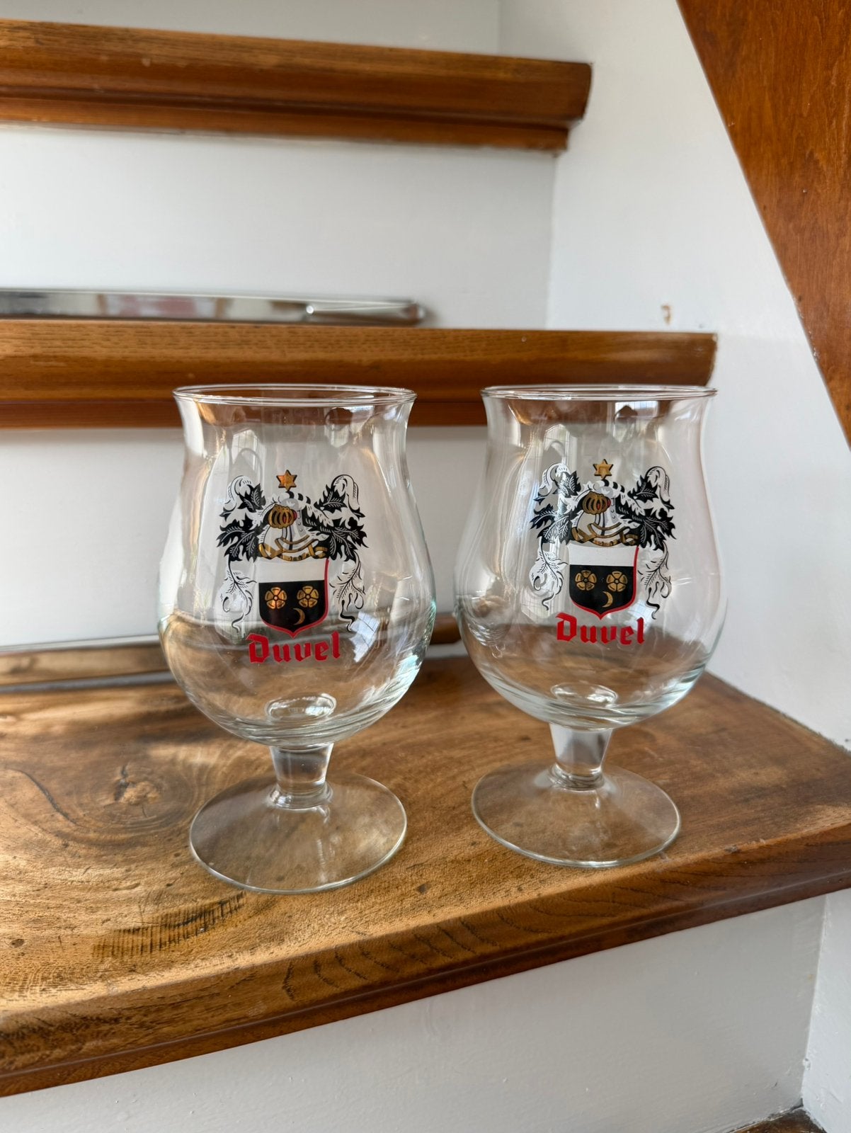 2x Duvel bierglas wapenschild jaren 70, Verzamelen, Biermerken, Ophalen of Verzenden, Zo goed als nieuw, Glas of Glazen, Duvel