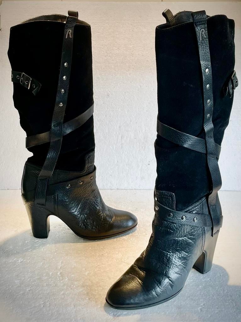 Replay stoere design luxe hoge dames laarzen zwart 40, Hoge laarzen, Zwart, Ophalen of Verzenden, Zo goed als nieuw