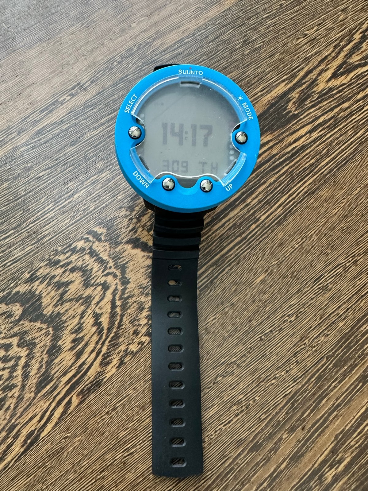 Suunto duikhorloge - Blauw met zwart bandje, Gebruikt, Blauw, Ophalen of Verzenden, Waterdicht