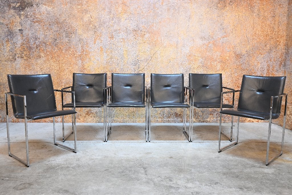 ZGAN 6 grijze leren Arco Frame design stoelen