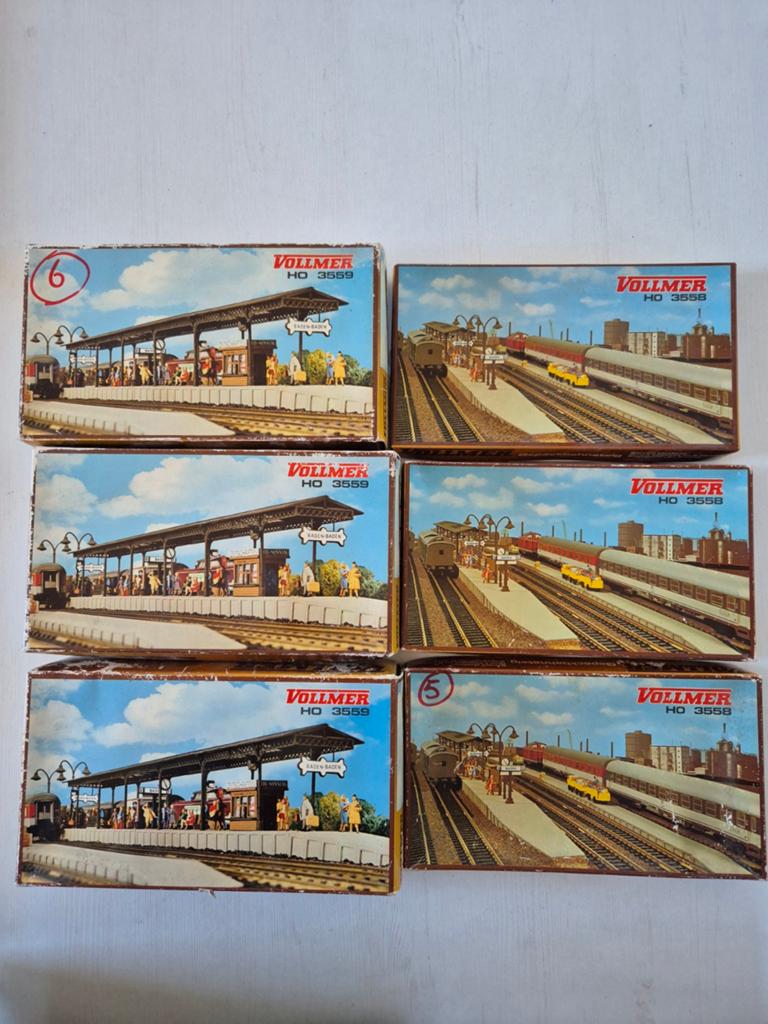 Mooie 6-delige Vollmer H0 perronset Baden 3558/3559, Ophalen of Verzenden, Zo goed als nieuw, Brug, Tunnel of Gebouw