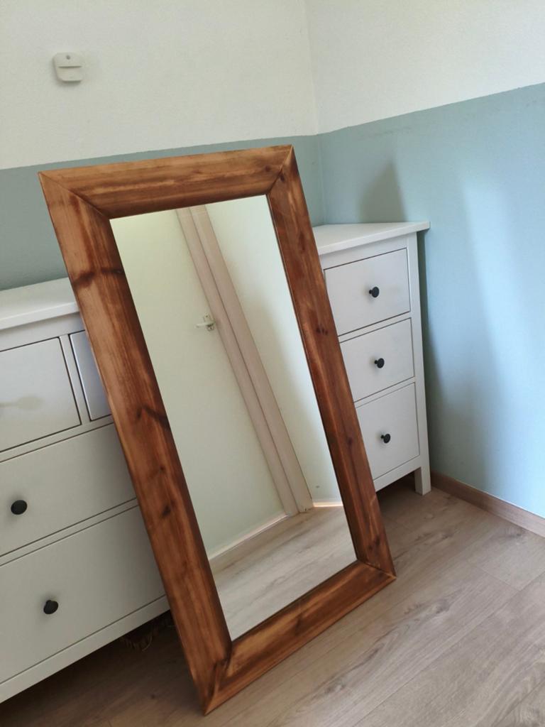 Houten spiegel 65x125 cm, Huis en Inrichting, Woonaccessoires | Spiegels, Ophalen, Gebruikt, 100 tot 150 cm, Rechthoekig