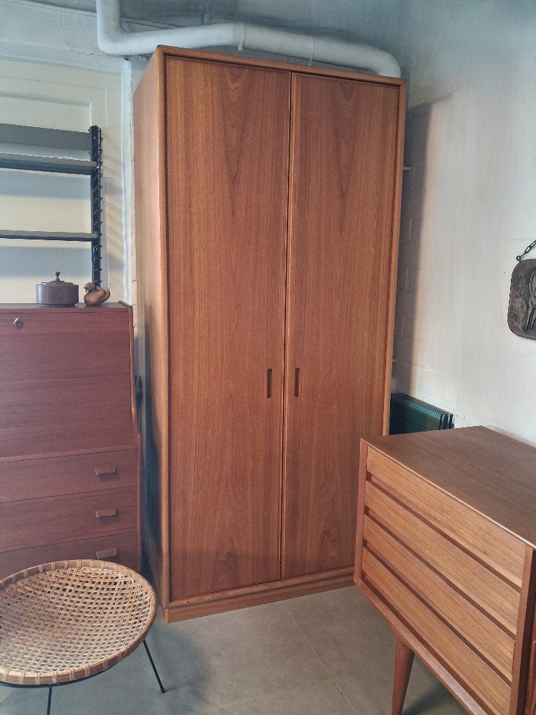 Jaren 60 retro teak kledingkast, Deens design, Huis en Inrichting, Kasten | Kledingkasten, Ophalen, Met deur(en), Gebruikt, 200 cm of meer