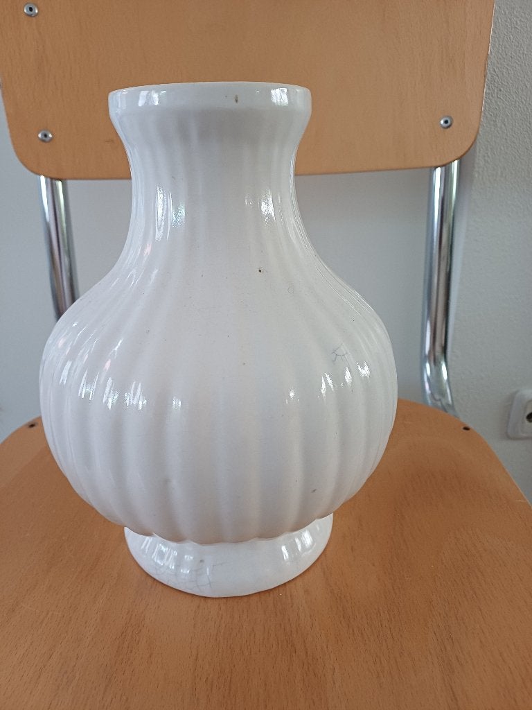 Grote Delfs wit geribde vaas, De Porceleyne Fles, Antiek en Kunst, Ophalen