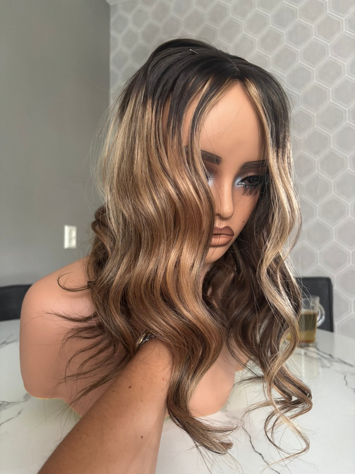 XL Silk base hair topper highlights hairpiece echt haar, Ophalen, Nieuw, Pruik of Haarverlenging