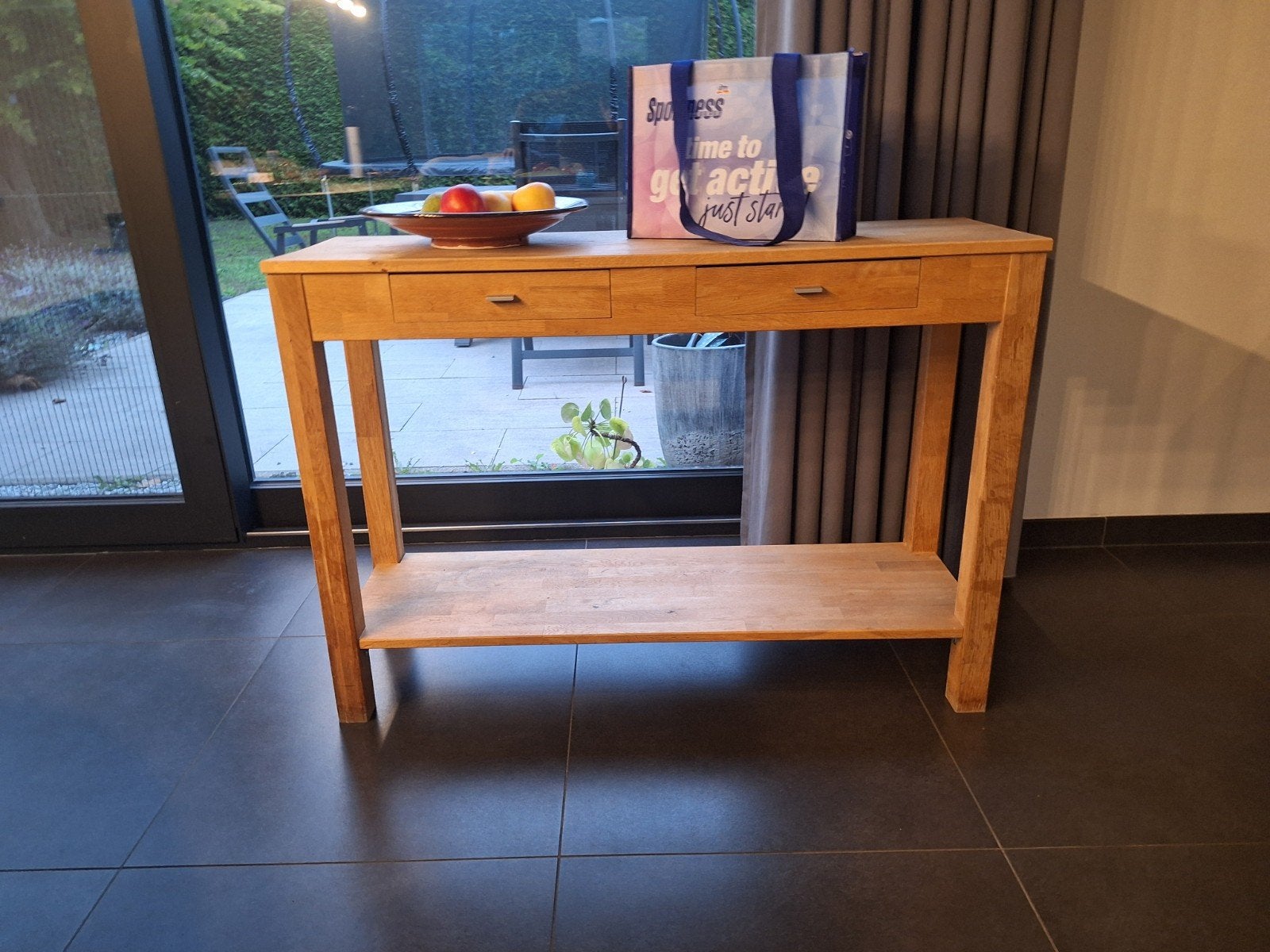 Houten console tafel met lades, 100 tot 150 cm, 75 cm of meer, Ophalen of Verzenden, Zo goed als nieuw