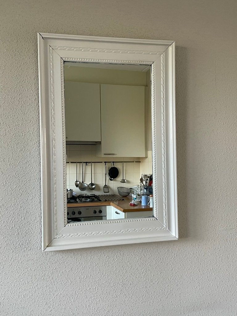 Brocante spiegel crème kleur, Ophalen, Minder dan 50 cm, Gebruikt, Minder dan 100 cm
