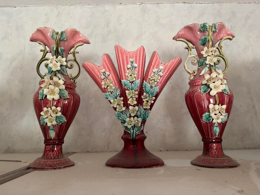 Set Art Deco Barbotine vazen, Antiek en Kunst, Antiek | Vazen, Ophalen