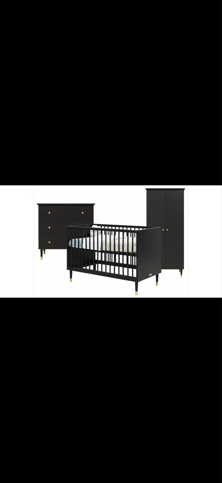 Prachtige complete bopita chloë babykamer zwart/goud+wandrek, Ophalen, Zo goed als nieuw, Jongetje of Meisje