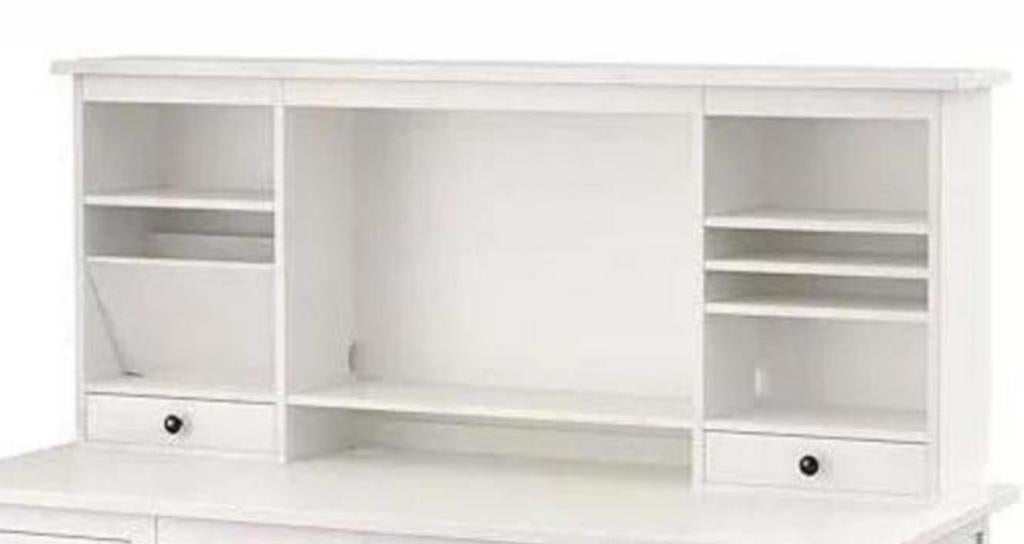Witte bureau-opzetkast Hemnes Ikea met planken en lades, Ophalen, 70 tot 120 cm, Zo goed als nieuw, Minder dan 40 cm