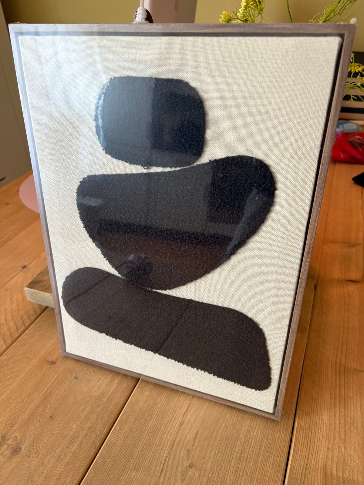 Japandi schilderij zen stenen wall art wand deco, gesealed, Beige, Oosters, 30 cm, Hout