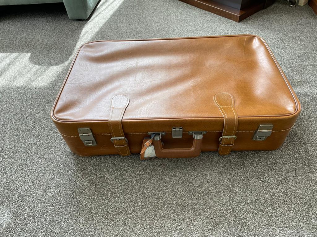 Vintage leren koffer 70x43x18.L, Ophalen, Leer