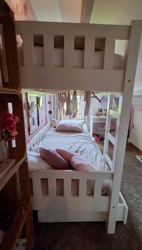 Mooi stevig stappelbed, Ophalen, Gebruikt, 90 cm, Tweepersoons