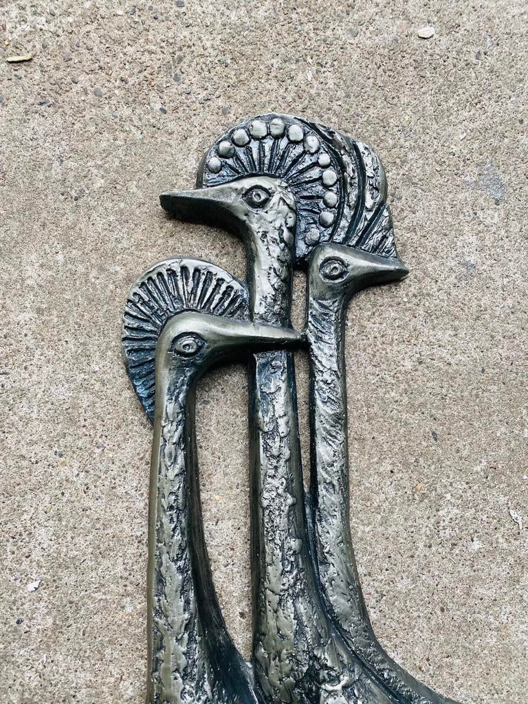 Kraanvogels wandsculptuur Ars Munda , jaren 70, Wandsculptuur, Gebruikt, Duitsland, 30 cm