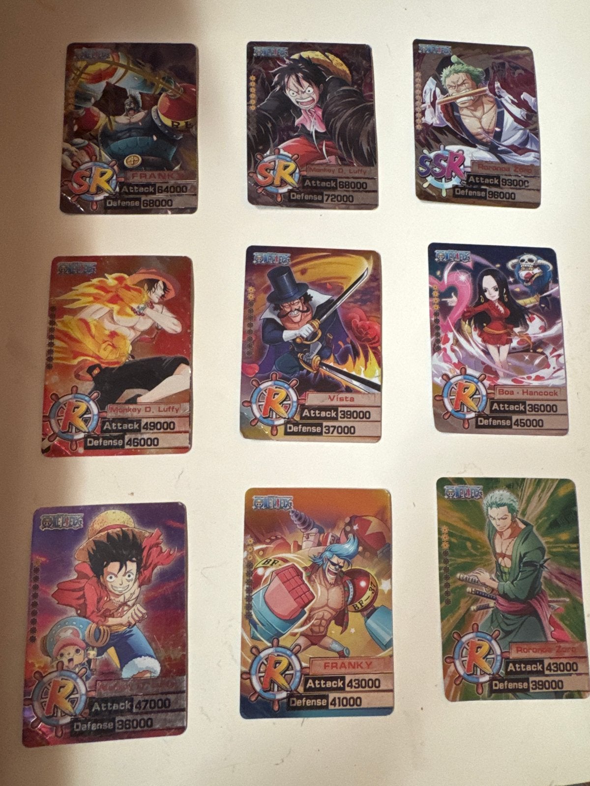 One Piece Kaarten - 9 stuks - Luffy, Zoro, Franky, Boa Hanco, Verzamelen, Speelgoed, Ophalen of Verzenden, Gebruikt
