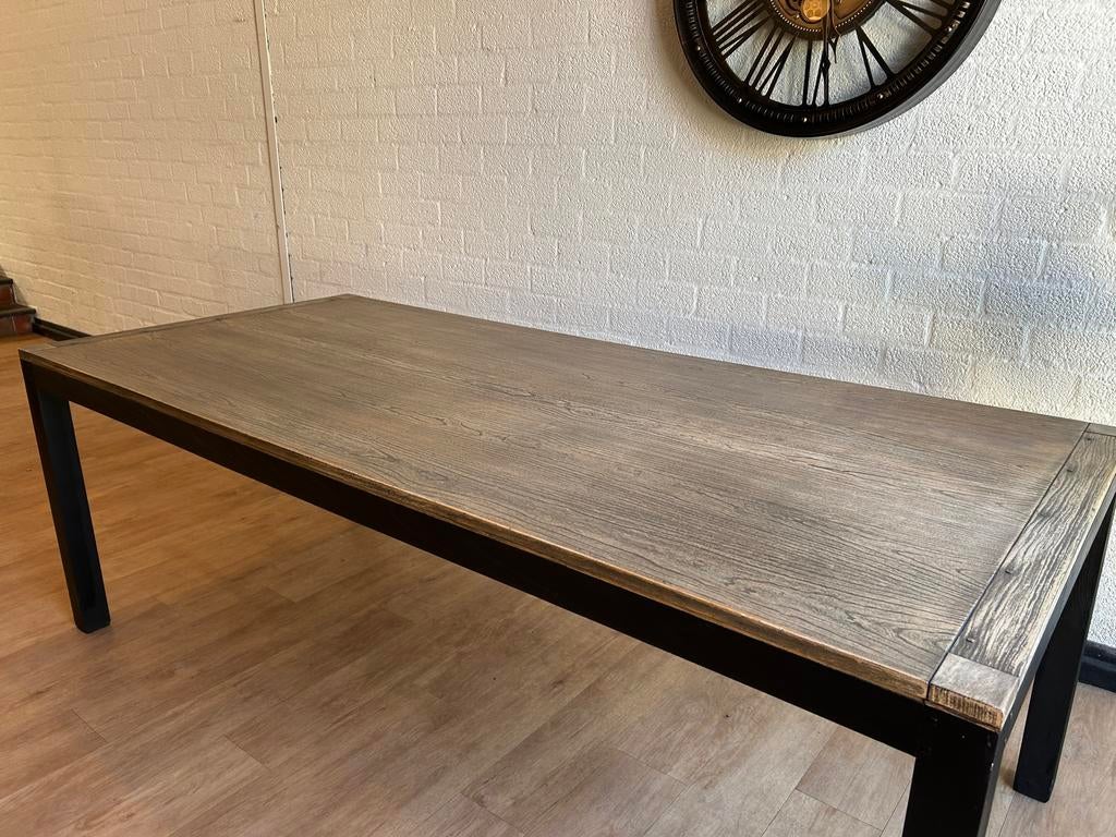 Mooie Grote Industriële Eettafel 220x100x78 cm, Huis en Inrichting, Tafels | Eettafels, 100 tot 150 cm, Luxe, 200 cm of meer, Ophalen of Verzenden