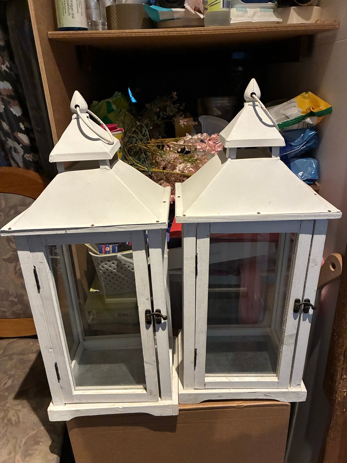 Set van 2 Witte Houten Lantaarns - Alleen Ophalen, Ophalen, Hout, Gebruikt, Landelijk