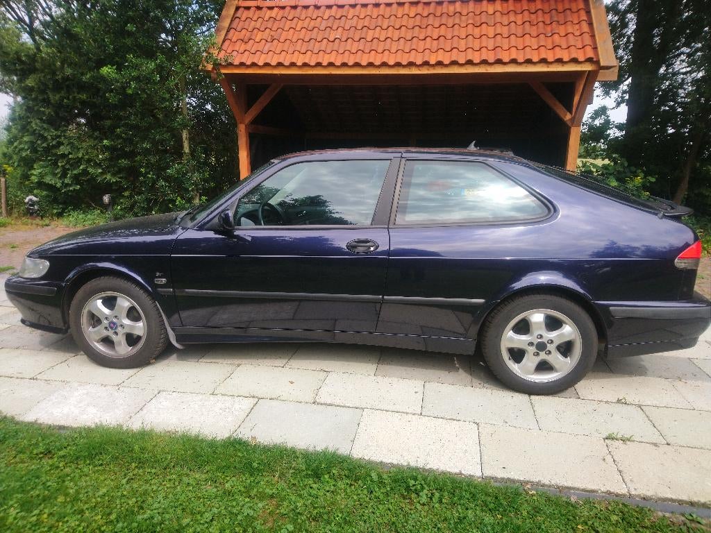 Saab 9-3 2.0 T Coupe AUT SE 2002 Blauw, Auto's, Saab, Stof, 4 cilinders, Blauw, Grijs