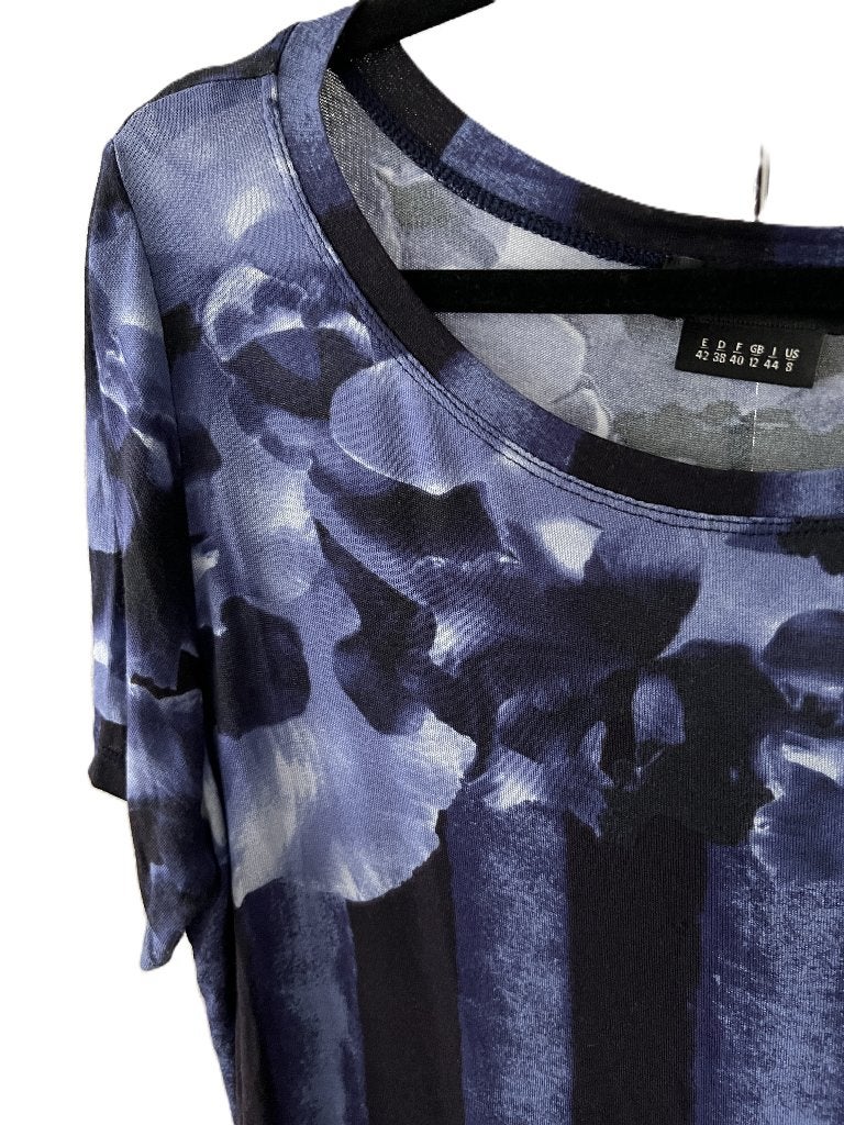 Isabel de Pedro top t-shirt paarsblauw zwart 38/40, Kleding | Dames, Maat 38/40 (M), Isabel de Pedro, Zo goed als nieuw, Korte mouw